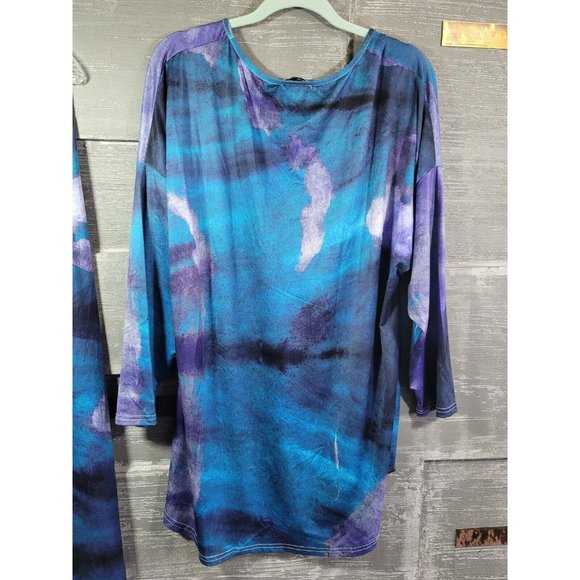 Women's Blue and Purple Tie-Dye Pajama Set - Picture 4 of 12